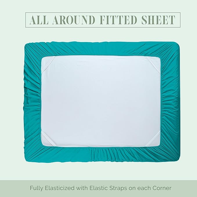 Elegant Comfort 1500 Premium Hotel Quality 18-24 Inches Deep - Extra Deep Pocket Single Fitted Sheet for High Mattress, Luxury and Softest, Smart Pocket - Wrinkle Free, Twin/Twin XL, Turquoise
