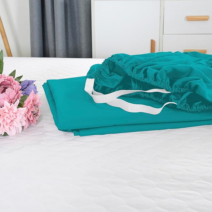Elegant Comfort 1500 Premium Hotel Quality 18-21 Inches Deep - Extra Deep Pocket Single Fitted Sheet for High Mattress, Luxury and Softest, Smart Pocket - Wrinkle Free, Full, Turquoise
