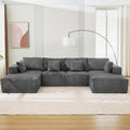 Sectional Cloud Boneless Couch 137" Modern Comfy U-Shaped No Assembly Required Convertible Compression Sleeper Modular Sofa with Corduroy Fabric Deep Seat Single + Chaise for Living Room