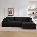 Sectional Cloud Boneless Couch 106" Modern Comfy L-Shape Corner No Assembly Required Convertible Compression Sleeper Modular Sofa with Corduroy Fabric Deep Seat Loveseat + Chaise for Living Room