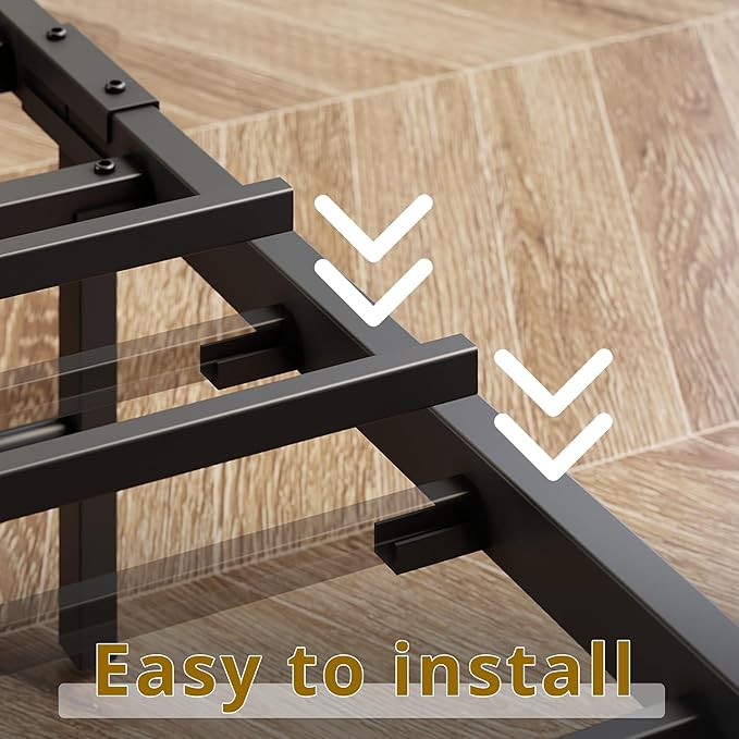 ANCTOR Twin XL Bed Frames, Storage Headboard with Outlets, Easy to Install, Sturdy and Stable, No Noise, No Box Springs Needed - Perfect for a Good Night's Sleep