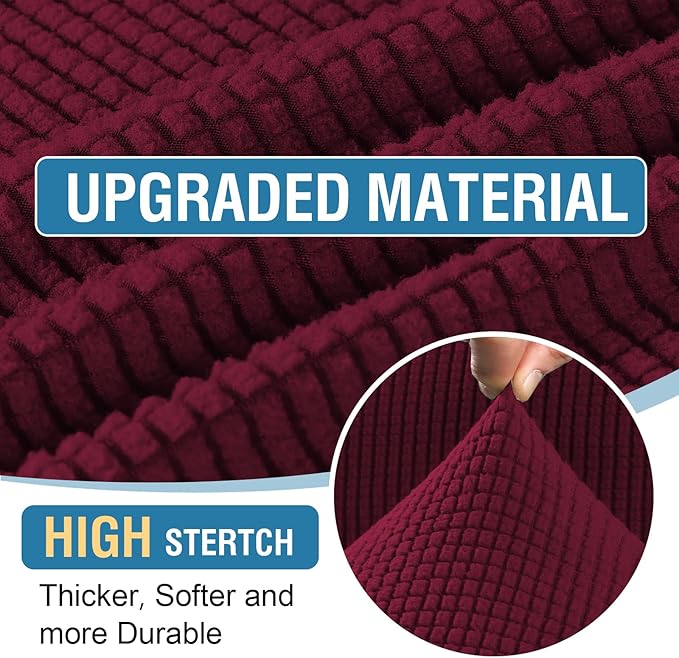 H.VERSAILTEX Sectional Couch Covers 8 Pieces Stretch Sofa Covers for Sectional Sofa Set Separate L Shaped Couch Cover for Both Left/Right Couch (Seat and Back: 1 Chaise + 3 Sofa, Burgundy)