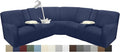 Waterproof Reclining Sectional Couch Covers Washable L Shaped Couch Cover for Sectionals Recliner Sofa Covers Stretch Corner Recliner Slipcovers(5 Seater 2 Console Cover, Navy Blue)