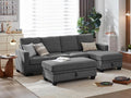 CHIC HOUSE Corduroy Modular Sectional Couch with Ottoman Chaise, L/U Shaped Sleeper Sofa for Living Room, Apartment, Lounge, Modern Armrest Neck Support Furniture (Dark Grey, 7 Seater Sectional)