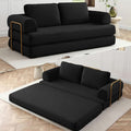 HANXIN 80 Inch Convertible Sleeper Sofa Bed, High Back Plush Corduroy Folding Floor Mattress Couch with Fixed-Shape Frame, Boneless Futon Loveseat with Pull Out Bed, No Assembly Required (Black)