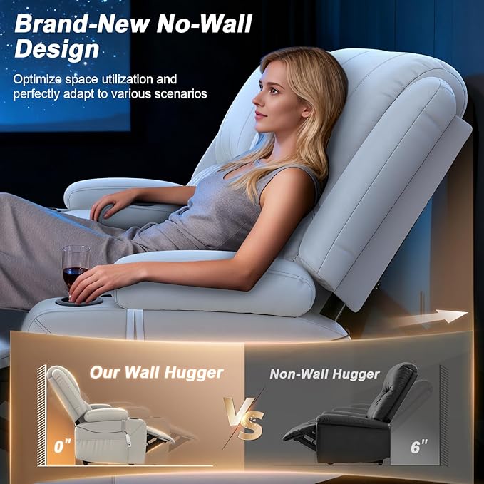 Loveseat Recliner Sofa, Power Reclining Loveseat Sofa RV Couch with Removable Armrest and Remote Control, Wall Hugger Home Theater Seating with 2-Tier Cushions, Storage & USB Ports, White