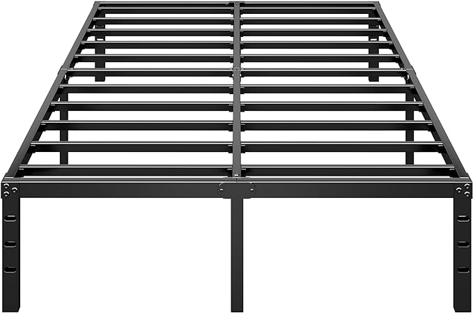 Metal Platform Bed Frame 16 Inch Tall,No Box Spring Needed,Queen Size Bed with Heavy Duty Strong Support Slats,Easy to Assemble,Black