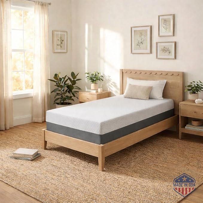 Celestial Sleep 8 Inch Twin Mattress, Made in The USA, CertiPUR-US®, Oeko-Tex®, and Fiberglass-Free™ Certified Cooling Bed, Gel Memory Foam Mattress in a Box - Firm