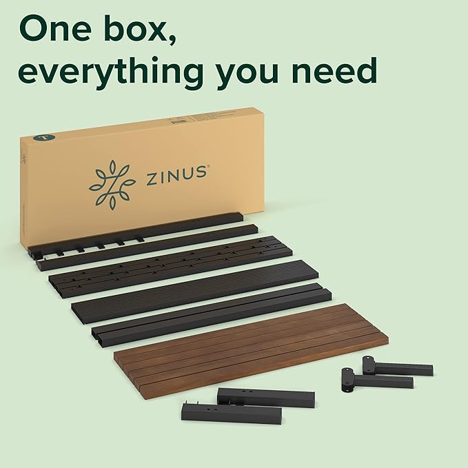 Zinus Kai Bamboo and Metal Platform Bed Frame with Headboard, No Box Spring Needed, Easy Assembly, Twin, Brown