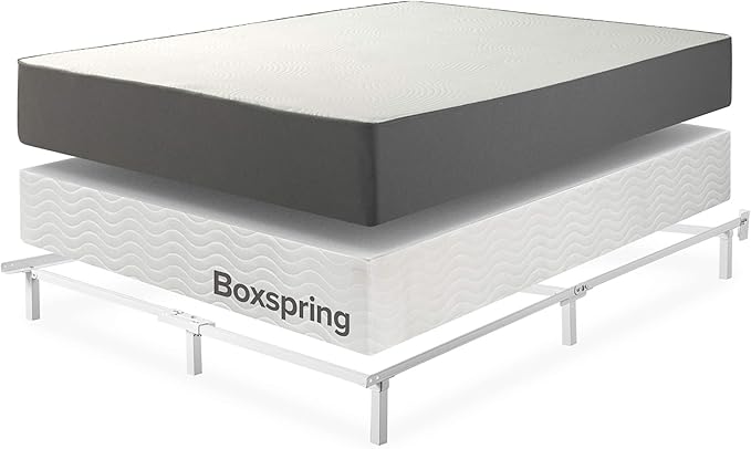 Zinus Compack Metal Bed Frame, 7 Inch Support Bed Frame for Box Spring and Mattress Set, White, King