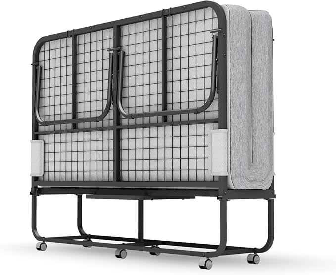 Espsilto Full Size Folding Bed with Mattress - Extra Large Size 75''x54'' Foldable Rollaway Bed for Guest, Space Saving Fold Up for Easy Storage