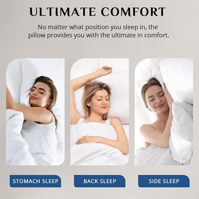 JOLLYVOGUE Pillows Queen Size Set of 6, Washable Supportive 6 Pack Bed Pillows with Super Soft Down Alternative Fill, Luxury Fluffy Hotel Quality for Side, Back, and Stomach Sleepers