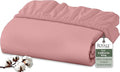 Royale Linens 100% Organic Cotton Fitted Sheet - Percale Weave - Super Soft Deep Pocket Bottom Sheets - White Elastic Sheet King Cal Size - California King Fitted Sheets Only - (72"x84"+15", Pink)