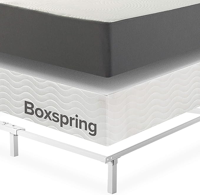 Zinus Compack Metal Bed Frame, 7 Inch Support Bed Frame for Box Spring and Mattress Set, White, Queen