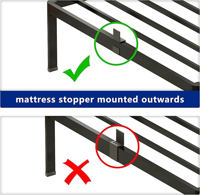 yookare 14 Inch Twin XL Metal Platform Bed Frame with Round Corner and Mattress Retainers, 3500lbs Heavy Duty Steel Slats Support, No Box Spring Needed, Easy Assembly, Noise Free