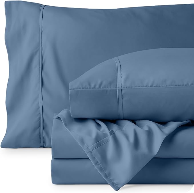 Bare Home Full Sheet Set - 1800 Ultra-Soft Microfiber Full Bed Sheets - Double Brushed - Deep Pockets - Easy Fit - 4 Piece Set - Bedding Sheets & Pillowcases (Full, Coronet Blue)