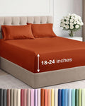 Extra Deep Twin XL Sheet Set - 4 Piece Breathable and Cooling Sheets - Hotel Luxury Bedding for Women, Men, Kids & Teens - Easy & Secure Fit - Soft and Wrinkle Free - Extra Deep Pockets - Terracotta
