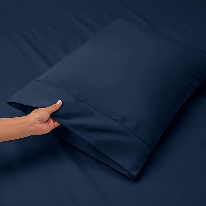Hearth & Harbor Extra Deep Pocket Sheets - Fits Mattress 18-24 Inches Deep - Extra Deep Pocket California King Size - 6 Piece Cal King Sheets - Cal King, Navy Blue