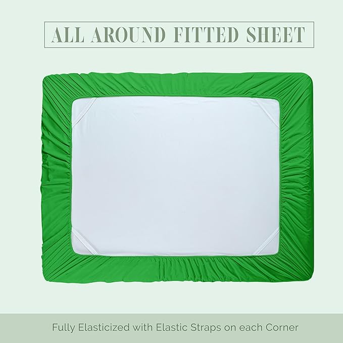 Elegant Comfort 1500 Premium Hotel Quality 18-24 Inches Deep - Extra Deep Pocket Single Fitted Sheet for High Mattress, Luxury and Softest, Smart Pocket - Wrinkle Free, California King, Emerald Green