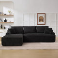 Sectional Cloud Boneless Couch 106" Modern Comfy L-Shape Corner No Assembly Required Convertible Compression Sleeper Modular Sofa with Corduroy Fabric Deep Seat Loveseat + Chaise for Living Room