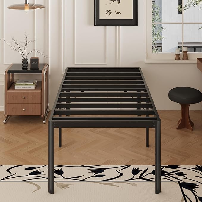 Yicensen 22 Inch High Twin XL Bed Frames with Rounded Corner Legs, Heavy Duty XL Twin Metal Platform Bed Frame No Box Spring Needed, Easy Assembly, Noise Free, Black