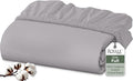 Royale Linens 100% Organic Cotton Fitted Sheet - Percale Weave - Super Soft Deep Pocket Bottom Sheets - Elastic Sheet Full Size - Full Fitted Sheets Only - (54"x75"+15", Silver)