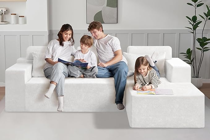 HABUTWAY 105" L-Shape Modular Sectional Sofa Couch for Living Room,No Assembly Required,Modular Comfy Sofa with Deep Seat for Living Room Bedroom,Luxury Distressed Velvet(Right,Beige)