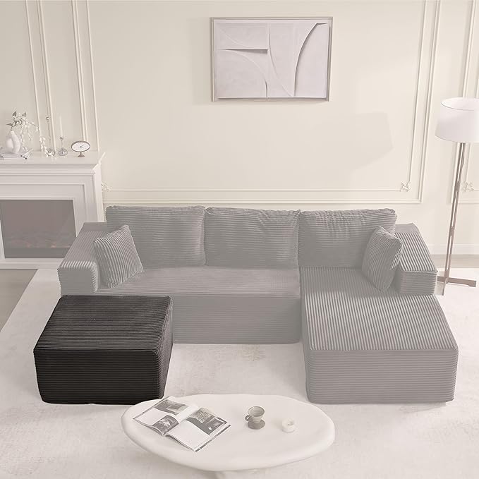 Cozy Square Ottoman, Set of Comfortable Seating, No Assembly Required, Grey