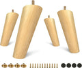 FoDau770 Rubber Wood Furniture Legs 7 Inches, Slant Tapered Wood Feet Mid Century Sofa Legs Set of 4, 5/16" UNC Furniture Feet Replacement Parts for Cabinet Couch Dresser Chair Ottoman Table