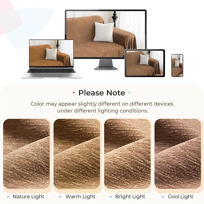 Sectional Couch Covers, 2 Pieces Chenille Sofa Cover L Shaped Couch Cover Blanket for Dogs Washable Sofa Slipcovers Pet Furniture Protector (XXX-Large: 71" x 118" + 91" x 134", Brown)