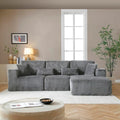 110" Cloud Sectional Couch, Modular Sectional Sofa with Deep Seat, Corduroy Upholstered Boneless Couch for Living Room Bedroom, Left Facing Chaise (Grey, 110" Right Facing Chaise)