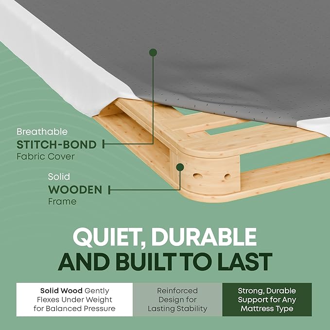 Greaton, Unassembled Twin XL Bed Inch Wood Box Spring Only – Amish Made in USA – Quiet Noise-Free Replacement Mattress Packed Flat, Easy Assembly (White), 4.5" Foundation