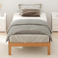 Sweetcrispy Twin Size Wood Platform Bed Frame, Solid 700LBS Heavy Duty Bed Base with Wooden Slat Support, Sturdy, Stylish & Noise-Free Design, No Box Spring Needed, 12IN Natural Pine