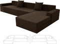 ZNSAYOTX Sectional Couch Covers, Stretch Jacquard Slipcovers with Elastic Bottom for L-Shape Sectional Sofa, 2 Pcs Pet Friendly Modular Sofa Protector (3 Seat Couch + 3 Seat Chaise, Dark Coffee)