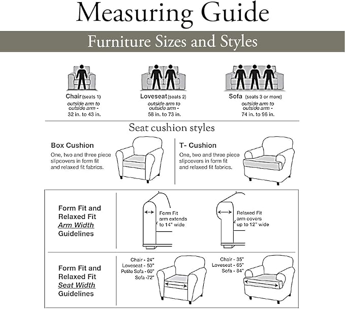 SureFit Home Décor SF44485 Ultimate Stretch Suede Individual Cushion Loveseat Slipcover, Form Fit, Polyester/Spandex, Machine Washable Three Piece Slate Gray Color