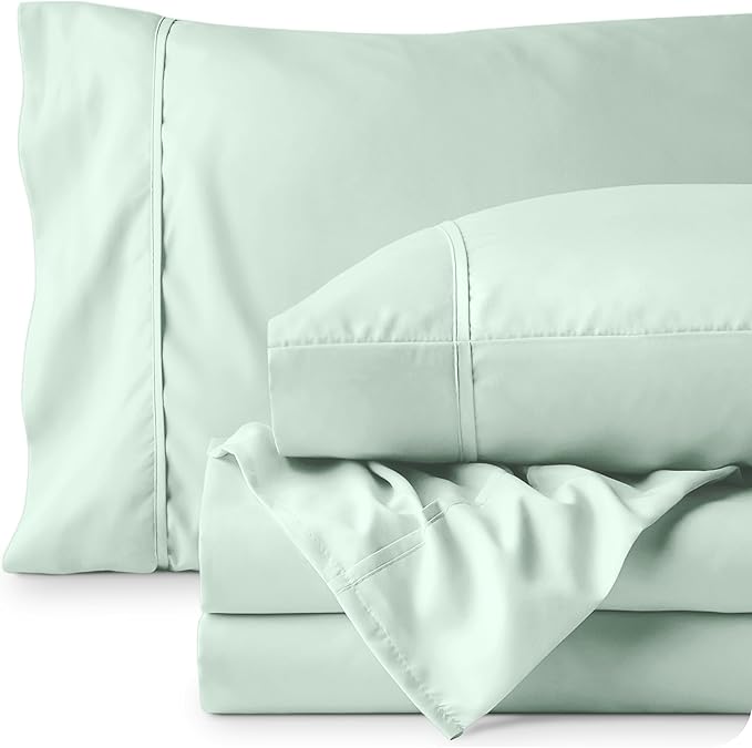 Bare Home Queen Sheet Set - 1800 Ultra-Soft Microfiber Queen Bed Sheets - Double Brushed - Deep Pockets - Easy Fit - 4 Piece Set - Bedding Sheets & Pillowcases (Queen, Spring Mint)