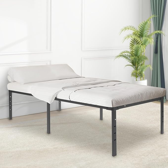 TFCFL Platform Bed Frame, Single Folding High Bed Frame, Metal High Platform Bed Frame, 660LBS Heavy Duty Steel Slats, Easy Assembly