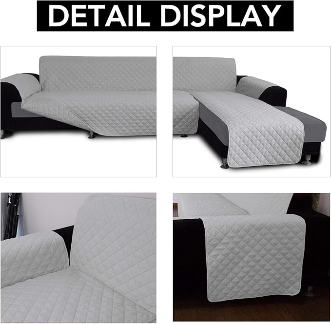 Easy-Going Sofa Slipcover L Shape Sofa Cover Sectional Couch Cover Furniture Protector Mat for Pets Dog Cat (X-Large, Light Gray/Light Gray)