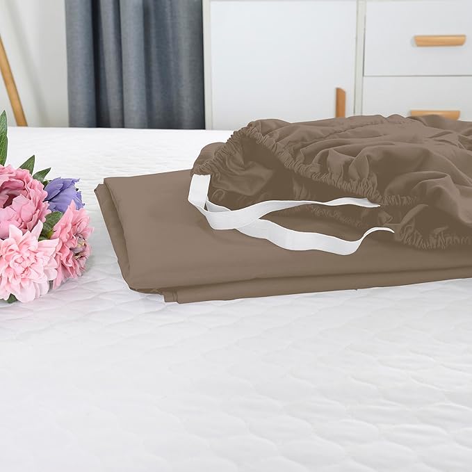 Elegant Comfort 1500 Premium Hotel Quality 18-21 Inches Deep - Extra Deep Pocket Single Fitted Sheet for High Mattress, Luxury and Softest, Smart Pocket - Wrinkle Free, California King, Taupe