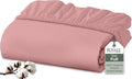 Royale Linens 100% Organic Cotton Fitted Sheet - Percale Weave - Super Soft Deep Pocket Bottom Sheets - Pink Elastic Sheet Full Size - Full Fitted Sheets Only - (54"x75"+15", Pink)