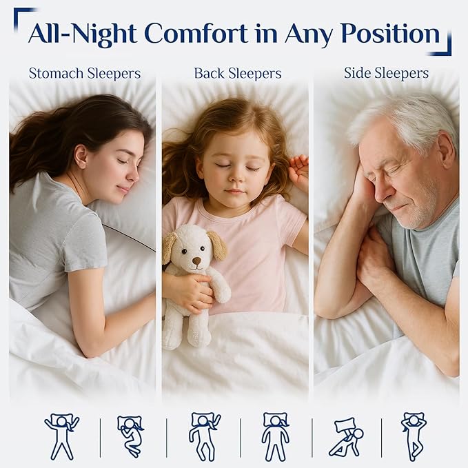JOLLYVOGUE Standard Pillows Set for Sleeping, Cooling and Supportive Pillows Full Size for Side and Back Sleepers, Down Alternative Hotel Collection Sleeping Pillow