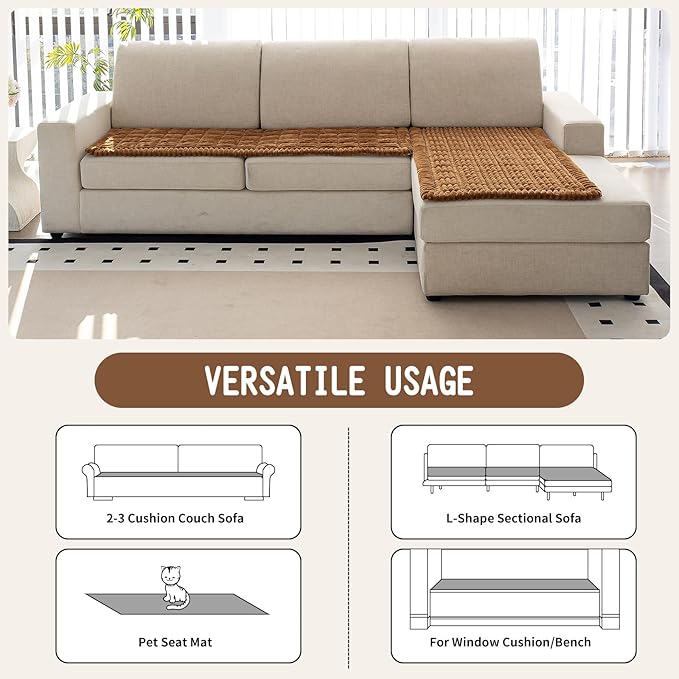 Sofa Couch Cover, Sofa Covers for Dogs Washable, Non-Slip Striped Sofa Slipcovers for Sectional Sofa, Sofa Cover Furniture Protector for L Shaped(Light Brown, 27.6"x 59")