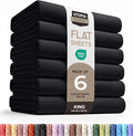 Utopia Bedding Flat Sheets - Pack of 6 - Soft Brushed Microfiber Fabric - Shrinkage & Fade Resistant Top Sheets - Easy Care (King, Black)