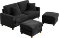 Kidirect 70in U Shaped Couch, Modular Sofa No Tool Assembly, Comfy Sectional Couches for Living Room 21in Deeper Seats, Corduroy Sofas for Living Room with 2 Pillows, Loveseat Sofa Set, Black Couch | Comfy Corduroy, Oversized 70in Couch, 700LB Tough, T...