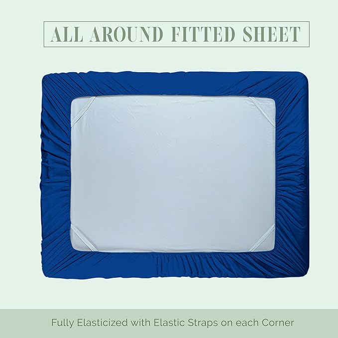 Elegant Comfort 1500 Premium Hotel Quality 18-24 Inches Deep - Extra Deep Pocket Single Fitted Sheet for High Mattress, Luxury and Softest, Smart Pocket - Wrinkle Free, Twin/Twin XL, Royal Blue