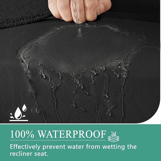 Waterproof Reclining Sectional Couch Covers Washable L Shaped Couch Cover for Sectionals Recliner Sofa Covers Stretch Corner Recliner Slipcovers for Dogs (Additional Seat Cover, Black)