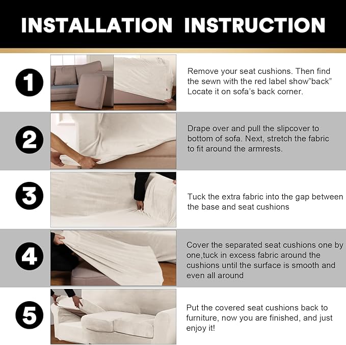 PrinceDeco Couch Cover Velvet Plush Sofa Covers for 2 Cushion Couch Width Up to 90 Inch Washable Furniture Protector Pet Friendly No Slip Sofa Slipcover(Medium-Large, Cream)