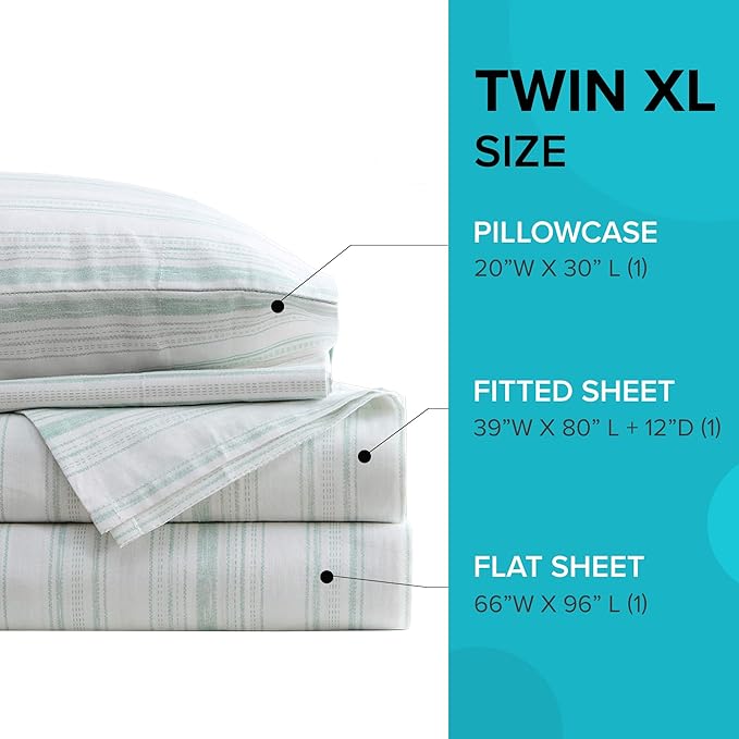 Comfort Spaces 100% Cotton Sheet Set Breathable, Lightweight, Soft with 12" Elastic Pocket Fits up to 14" Mattress, All Season Cozy Bedding, Matching Pillow Case, Twin XL Good Vibes 3 Piece