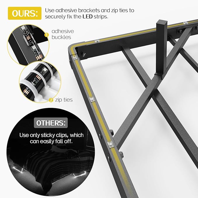 Liians Full Size Modern Floating Bed Frame with Smart LED Lights, USB Charging Station, Sturdy Metal Platform, No Box Spring Needed, and Easy Assembly