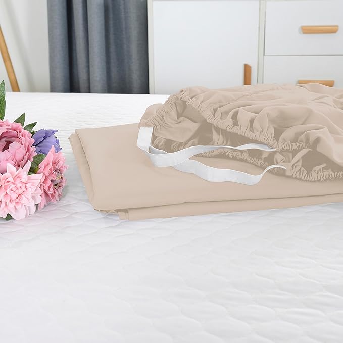 Elegant Comfort 1500 Premium Hotel Quality 18-21 Inches Deep - Extra Deep Pocket Single Fitted Sheet for High Mattress, Luxury and Softest, Smart Pocket - Wrinkle Free, Twin/Twin XL, Cream